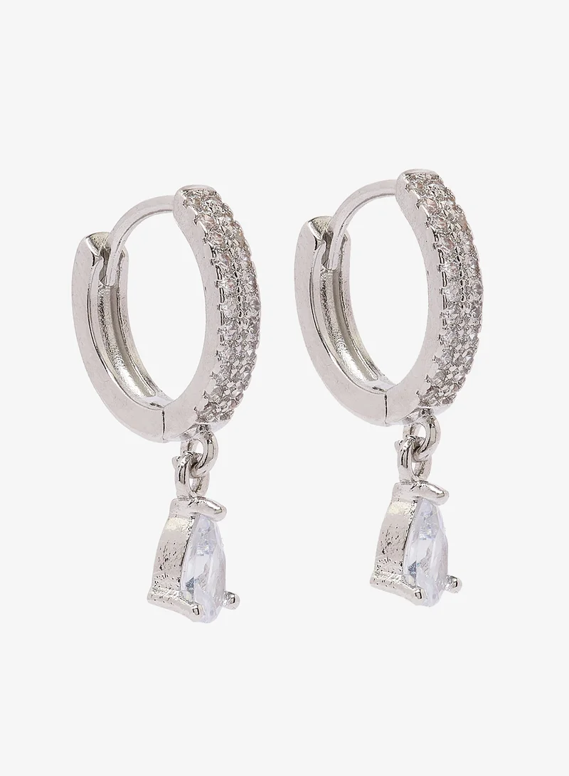 Ella Silver & Gold Diamonte Rhinestone Embellished Earrings Silver for Women | Best Price UAE